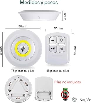 LUCES LED CON CONTROL REMOTO (JUEGO DE 3 )